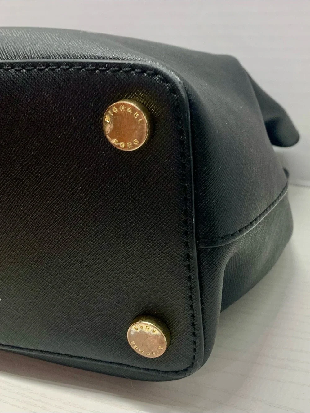 Michael Kors Savannah Black Saffiano Leather Satchel Gold Hardware